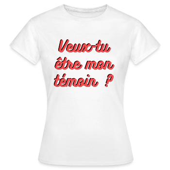Témoin de mariage - Demande - T-shirt Femme - blanc - Devant - AI Model Female 172 dark (172cm)