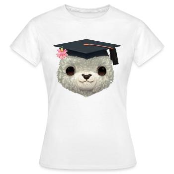 Certificat de fin d’études en alpaga - T-shirt Femme - blanc - Devant - AI Model Female 172 dark (172cm)