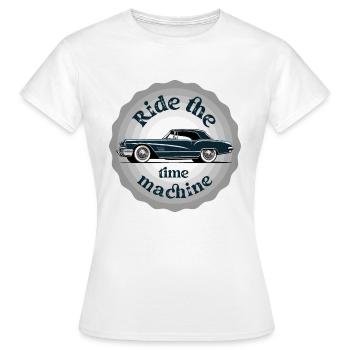 Ride the time machine. Classic car badge. - Women's T-Shirt - white - Front - AI Model Female 172 dark (172cm)