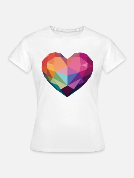 Liebe - Low Poly Herz - Frauen T-Shirt - Weiß