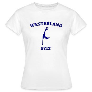 Westerland - Sylt - Nordsee - Anker - Möwe - Insel - Frauen T-Shirt - Weiß - Vorne - AI Model Female 172 dark (172cm)