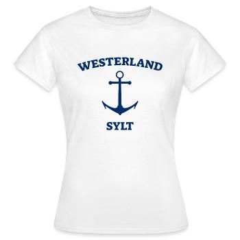 Westerland - Sylt - Mer du Nord - Ancre - Mouette - Île - T-shirt Femme - blanc - Devant - AI Model Female 172 dark (172cm)