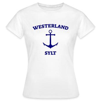 Westerland - Sylt - Mer du Nord - Ancre - Mouette - Île - T-shirt Femme - blanc - Devant - AI Model Female 172 dark (172cm)