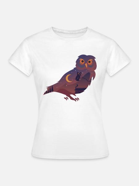 Eule Nachteule - Frauen T-Shirt - Weiß