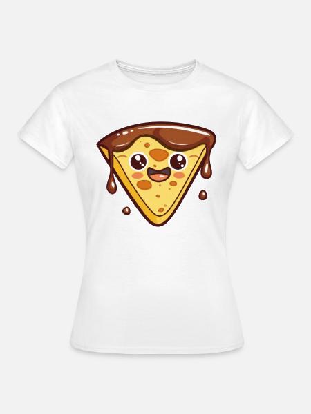 Lustiges Pizzastück Comic - Frauen T-Shirt - Weiß