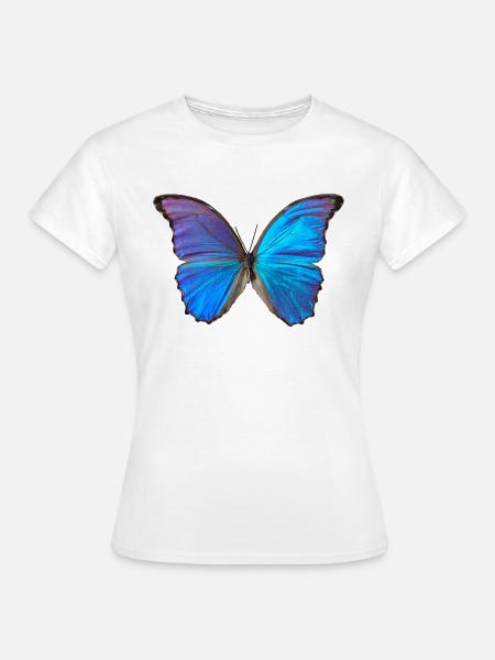 Blauer Schmetterling - Frauen T-Shirt - Weiß