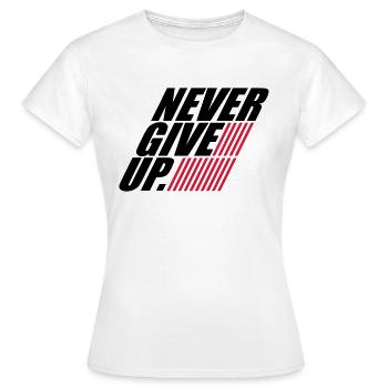 rayures design ne jamais abandonner logo ne jamais abandonner - T-shirt Femme - blanc - Devant - AI Model Female 172 dark (172cm)