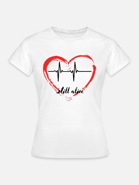 Heartbeat Heart Life Still Alive Pulse Heart Love - Women's T-Shirt - white