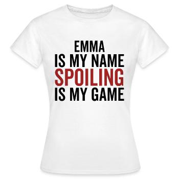 Emma est mon nom Spoiler est mon jeu - T-shirt Femme - blanc - Devant - AI Model Female 172 dark (172cm)