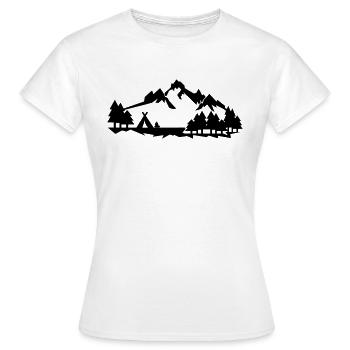 Camping im Wald in den Bergen - Frauen T-Shirt - Weiß - Vorne - AI Model Female 172 dark (172cm)