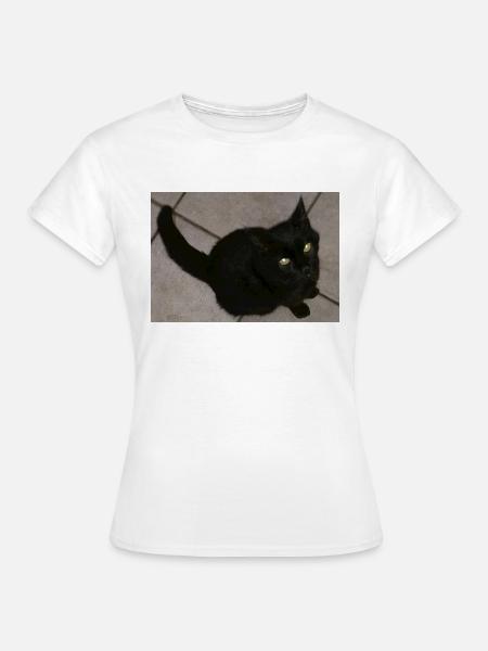 Schwarze Katze - Frauen T-Shirt - Weiß
