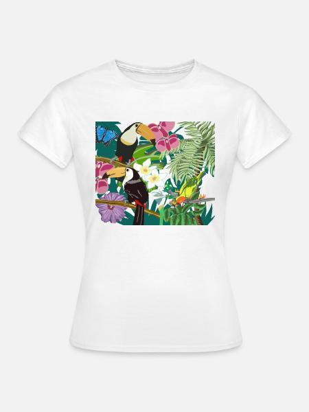 Dschungelbild mit Tukane - Frauen T-Shirt - Weiß