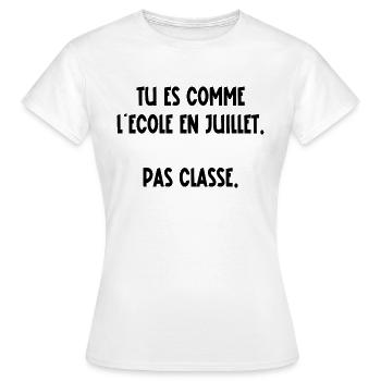 pas classe - T-shirt Femme - blanc - Devant - AI Model Female 172 dark (172cm)