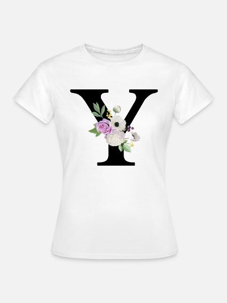 Lila Blumenbuchstabe y - Frauen T-Shirt - Weiß