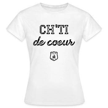 ch'ti de coeur - T-shirt Femme - blanc - Devant - AI Model Female 172 dark (172cm)