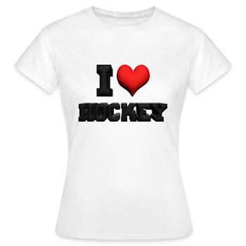 3D J'aime le hockey, le hockey sur glace, le hockey, le hockey sur glace - T-shirt Femme - blanc - Devant - AI Model Female 172 dark (172cm)