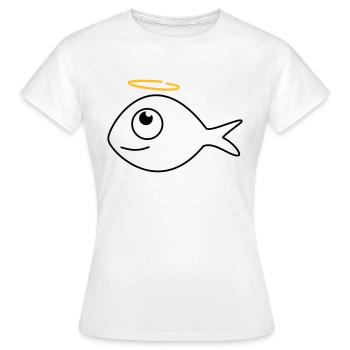 Le poisson Ronny l’Ange - T-shirt Femme - blanc - Devant - AI Model Female 172 dark (172cm)