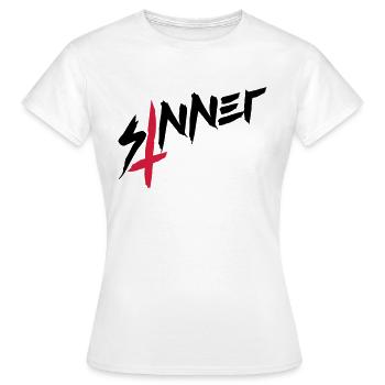Sinner cross upside down - Women's T-Shirt - white - Front - AI Model Female 172 dark (172cm)