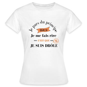 Blague humoristique, phrase drôle et narcissique - T-shirt Femme - blanc - Devant - AI Model Female 172 dark (172cm)