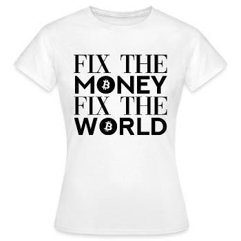 Fix The Money Fix The World - Bitcoin Love - Women's T-Shirt - white - Front - AI Model Female 172 dark (172cm)