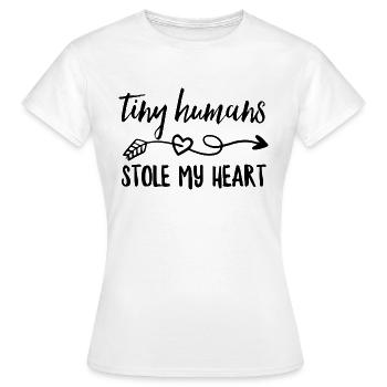 De minuscules humains ont volé mon cœur - T-shirt Femme - blanc - Devant - AI Model Female 172 dark (172cm)