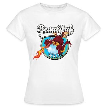 Schönes walisisches rotes Drachenlogo - Frauen T-Shirt - Weiß - Vorne - AI Model Female 172 dark (172cm)