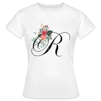 Buchstabe r blumig - Frauen T-Shirt - Weiß - Vorne - AI Model Female 172 dark (172cm)