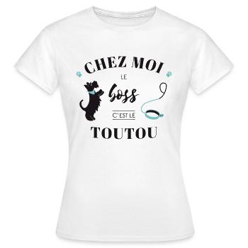 toutou03 Plan de travail 1 - T-shirt Femme - blanc - Devant - AI Model Female 172 dark (172cm)