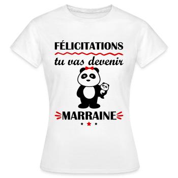 Tu vas devenir marraine, annonce grossesse,famille - T-shirt Femme - blanc - Devant - AI Model Female 172 dark (172cm)