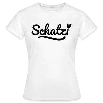 Schatzi Schrift Herz - Frauen T-Shirt - Weiß - Vorne - AI Model Female 172 dark (172cm)