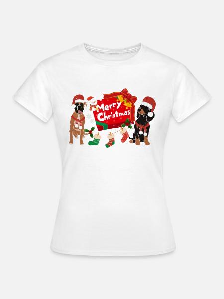 Merry Christmas Dogs - Frauen T-Shirt - Weiß