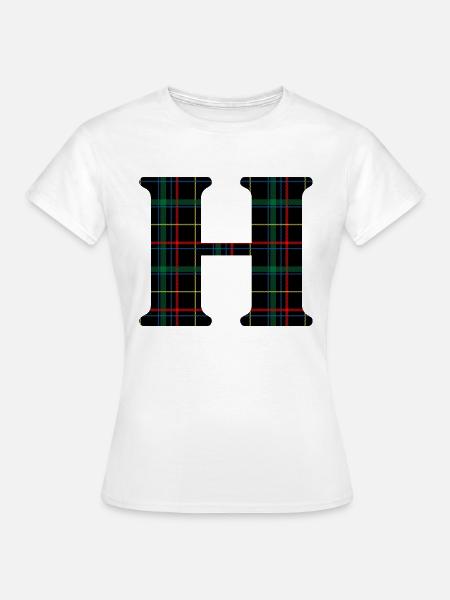 Monogramm h schottischer Tartan - Frauen T-Shirt - Weiß