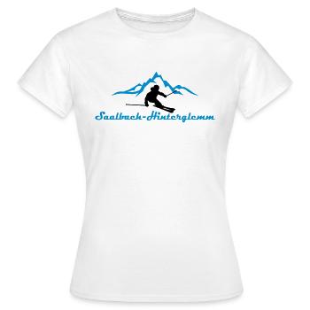 Winter - Skifahrer Berge Saalbach - Frauen T-Shirt - Weiß - Vorne - AI Model Female 172 dark (172cm)
