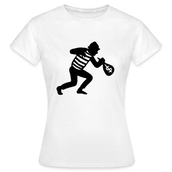 Dieb läuft mit Geld weg - Frauen T-Shirt - Weiß - Vorne - AI Model Female 172 dark (172cm)
