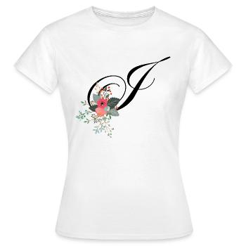 Lettre j fleuris - T-shirt Femme - blanc - Devant - AI Model Female 172 dark (172cm)