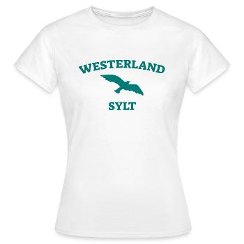 Westerland - Sylt - Mer du Nord - Ancre - Mouette - Île - T-shirt Femme - blanc - Devant - AI Model Female 172 dark (172cm)