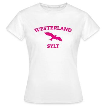 Westerland - Sylt - Mer du Nord - Ancre - Mouette - Île - T-shirt Femme - blanc - Devant - AI Model Female 172 dark (172cm)