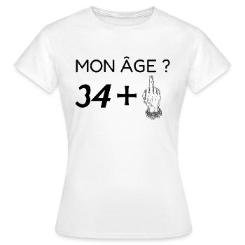 mon âge 35 - T-shirt Femme - blanc - Devant - AI Model Female 172 dark (172cm)