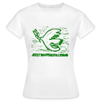 Friedenstaube - Jetzt Waffenstillstand - Frauen T-Shirt - Weiß - Vorne - AI Model Female 172 dark (172cm)