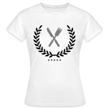 besteck wappen - Frauen T-Shirt - Weiß - Vorne - AI Model Female 172 dark (172cm)