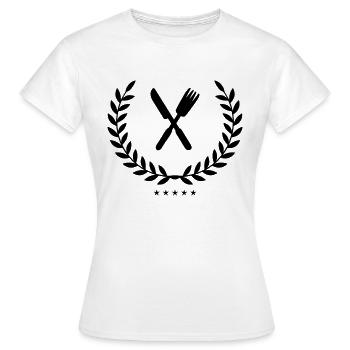 besteck wappen - Frauen T-Shirt - Weiß - Vorne - AI Model Female 172 dark (172cm)