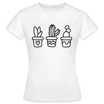 Niedliche Kakteen im Blumentopf - Frauen T-Shirt - Weiß - Vorne - AI Model Female 172 dark (172cm)