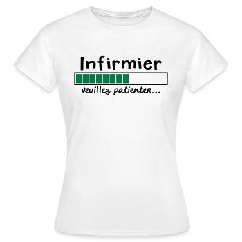infirmier veuillez patienter - T-shirt Femme - blanc - Devant - AI Model Female 172 dark (172cm)