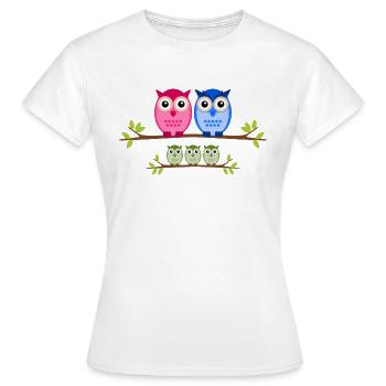 Eulen Familie Drillinge - Frauen T-Shirt - Weiß - Vorne - AI Model Female 172 dark (172cm)