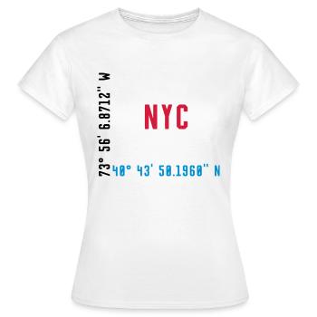 NYC - NEW YORK - COORDONNÉES / COORDONNÉES GPS - T-shirt Femme - blanc - Devant - AI Model Female 172 dark (172cm)