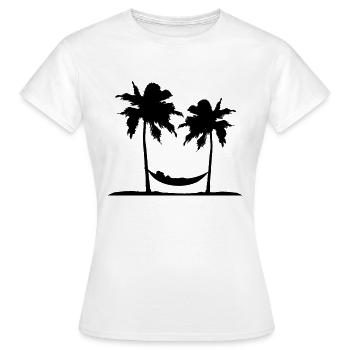 haengematte insel sonne palmen chill entspannt ent - Frauen T-Shirt - Weiß - Vorne - AI Model Female 172 dark (172cm)