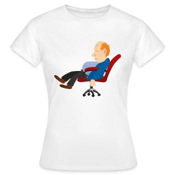 man sleeps sleep sleep office chair nap tra - Women's T-Shirt - white - Front - AI Model Female 172 dark (172cm)