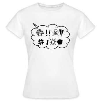 Fluchen-Schimpfen-Corona-Maske- im Comicstil. - Frauen T-Shirt - Weiß - Vorne - AI Model Female 172 dark (172cm)