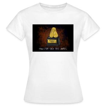 Faulster Sack des Jahres Auszeichnung - Frauen T-Shirt - Weiß - Vorne - AI Model Female 172 dark (172cm)