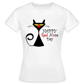 Lustige Katze Glücklicher Tag mit der roten Nase - Frauen T-Shirt - Weiß - Vorne - AI Model Female 172 dark (172cm)